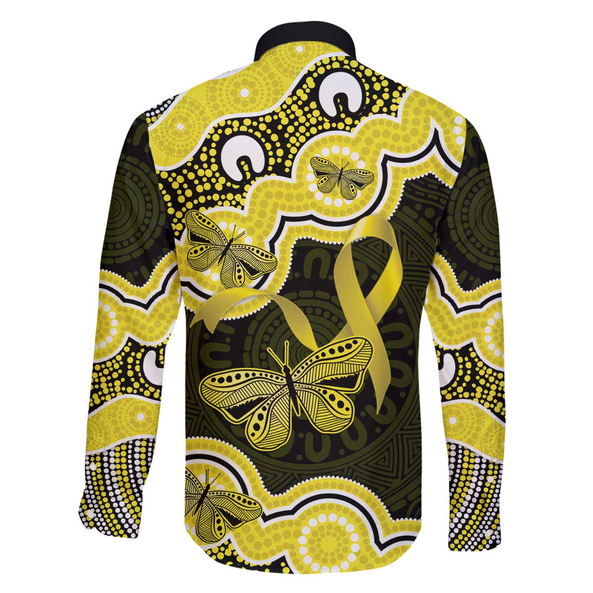 Yellow Ribbon Sarcoma Awareness Month Family Matching Off The Shoulder Long Sleeve Dress and Hawaiian Shirt Aboriginal Art - Aussie Hoodie