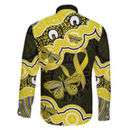 Yellow Ribbon Sarcoma Awareness Month Family Matching Off The Shoulder Long Sleeve Dress and Hawaiian Shirt Aboriginal Art - Aussie Hoodie