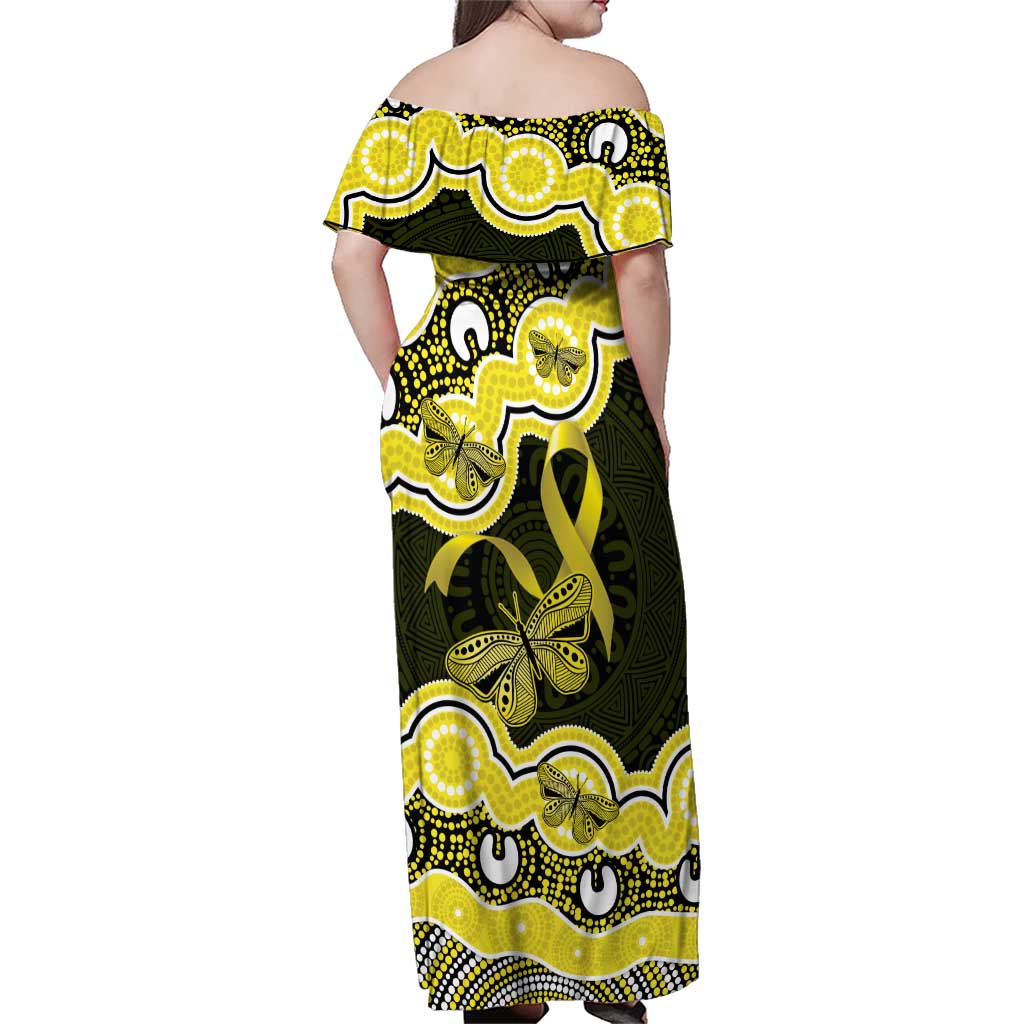 Yellow Ribbon Sarcoma Awareness Month Family Matching Off Shoulder Maxi Dress and Hawaiian Shirt Aboriginal Art - Aussie Hoodie