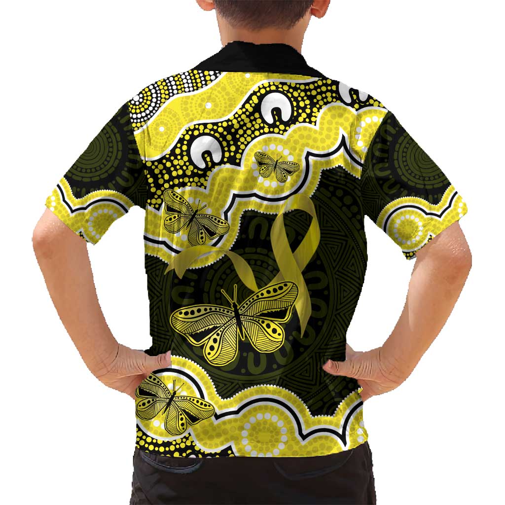 Yellow Ribbon Sarcoma Awareness Month Family Matching Off Shoulder Short Dress and Hawaiian Shirt Aboriginal Art - Aussie Hoodie
