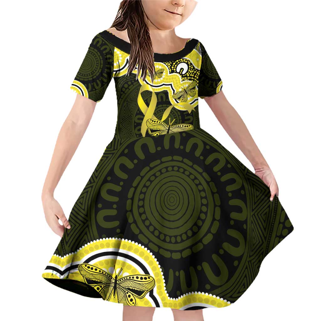 Yellow Ribbon Sarcoma Awareness Month Family Matching Off Shoulder Short Dress and Hawaiian Shirt Aboriginal Art - Aussie Hoodie