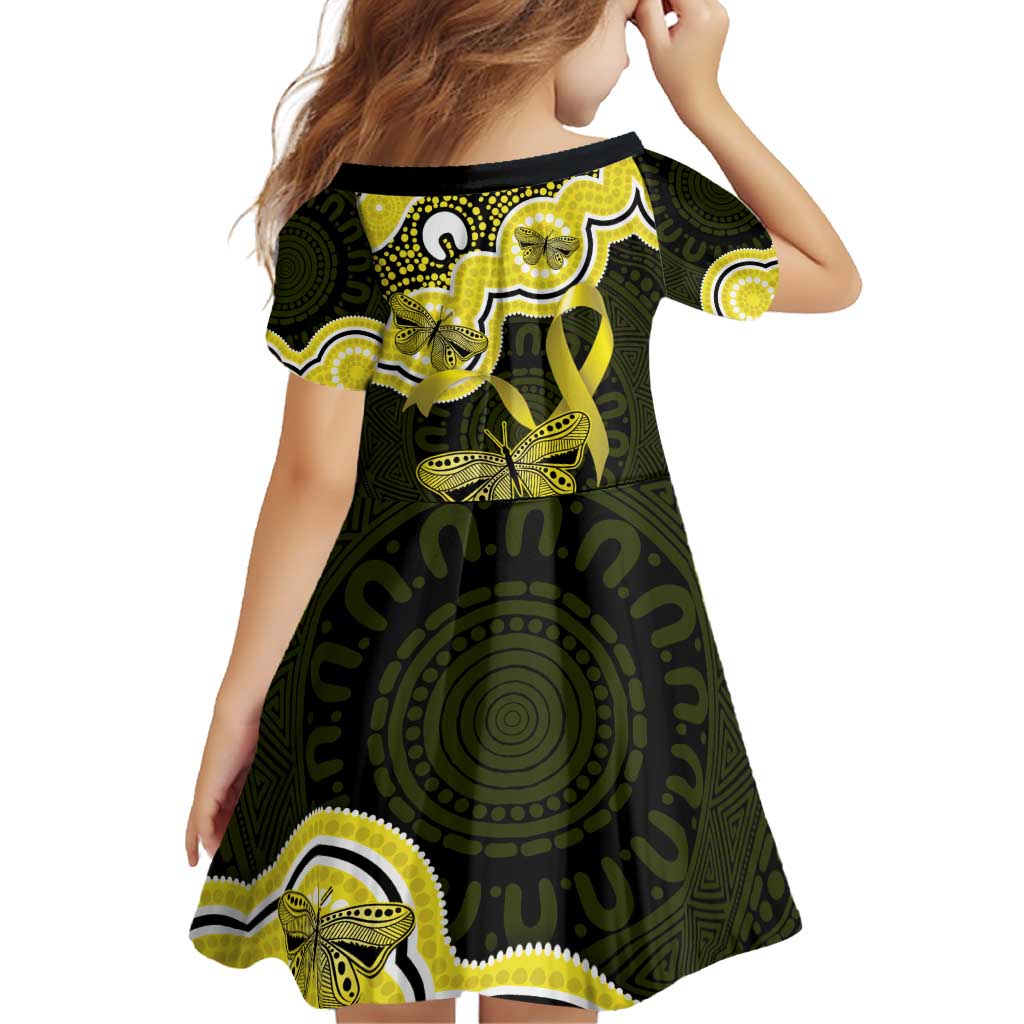 Yellow Ribbon Sarcoma Awareness Month Family Matching Off Shoulder Short Dress and Hawaiian Shirt Aboriginal Art - Aussie Hoodie