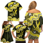 Yellow Ribbon Sarcoma Awareness Month Family Matching Off Shoulder Short Dress and Hawaiian Shirt Aboriginal Art - Aussie Hoodie