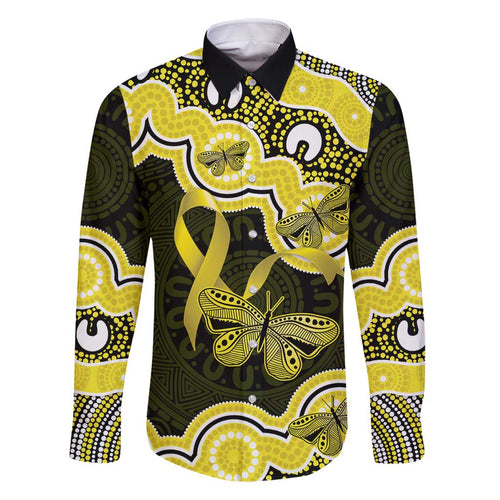 Yellow Ribbon Sarcoma Awareness Month Family Matching Off Shoulder Short Dress and Hawaiian Shirt Aboriginal Art - Aussie Hoodie