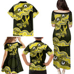 Yellow Ribbon Sarcoma Awareness Month Family Matching Puletasi and Hawaiian Shirt Aboriginal Art - Aussie Hoodie