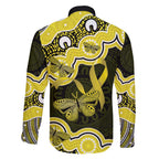 Yellow Ribbon Sarcoma Awareness Month Family Matching Puletasi and Hawaiian Shirt Aboriginal Art - Aussie Hoodie