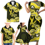 Yellow Ribbon Sarcoma Awareness Month Family Matching Short Sleeve Bodycon Dress and Hawaiian Shirt Aboriginal Art - Aussie Hoodie