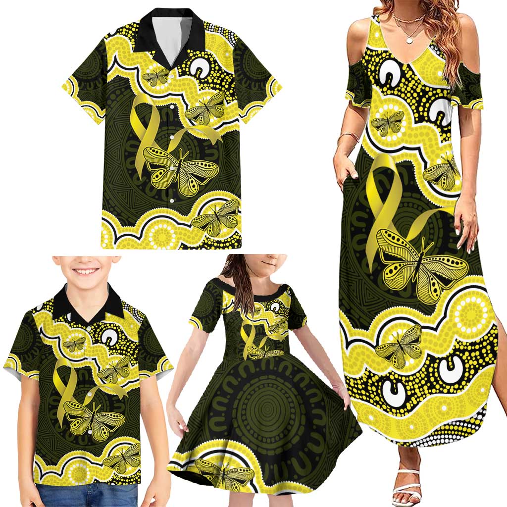 Yellow Ribbon Sarcoma Awareness Month Family Matching Summer Maxi Dress and Hawaiian Shirt Aboriginal Art - Aussie Hoodie