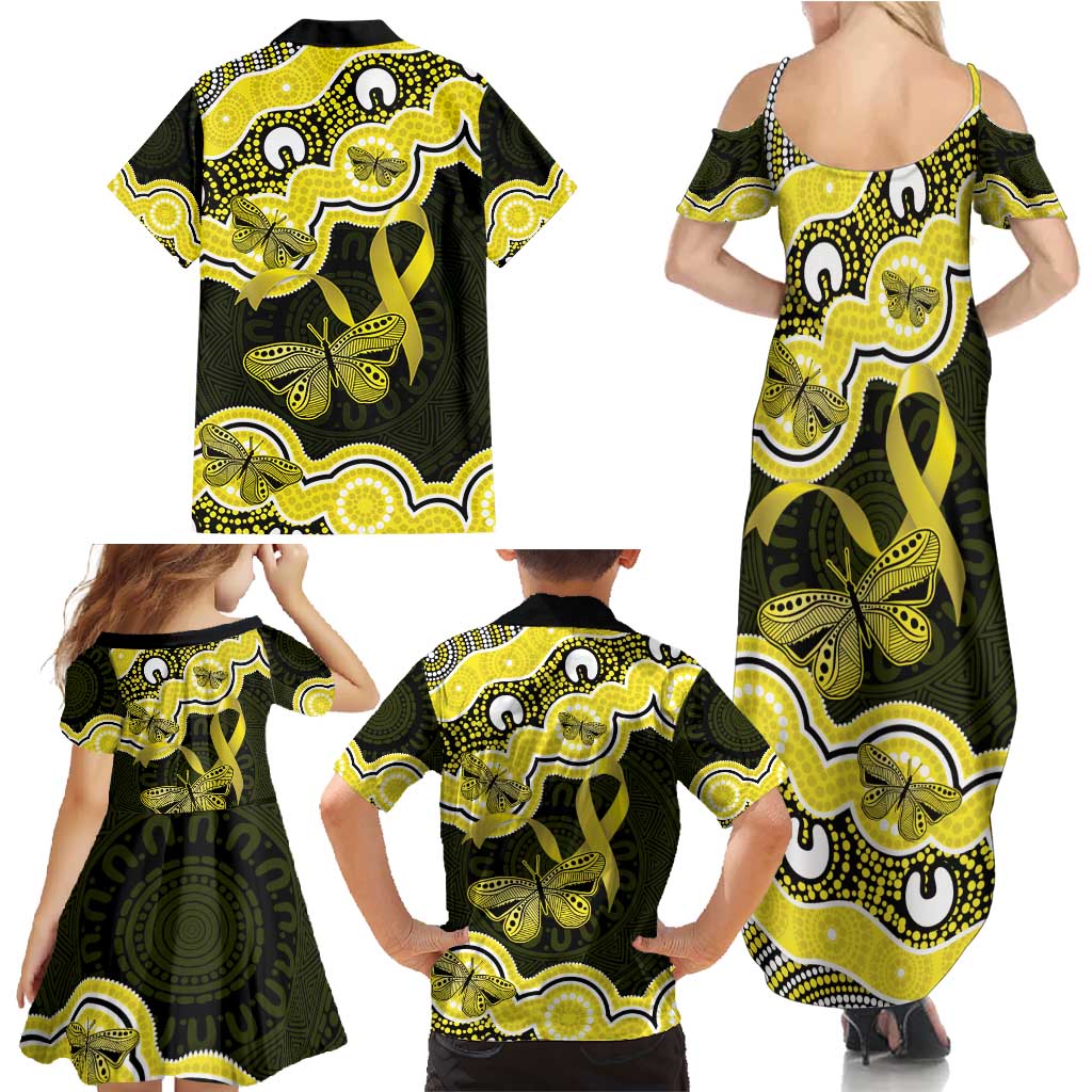Yellow Ribbon Sarcoma Awareness Month Family Matching Summer Maxi Dress and Hawaiian Shirt Aboriginal Art - Aussie Hoodie