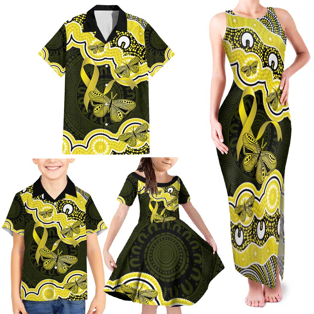 Yellow Ribbon Sarcoma Awareness Month Family Matching Tank Maxi Dress and Hawaiian Shirt Aboriginal Art - Aussie Hoodie