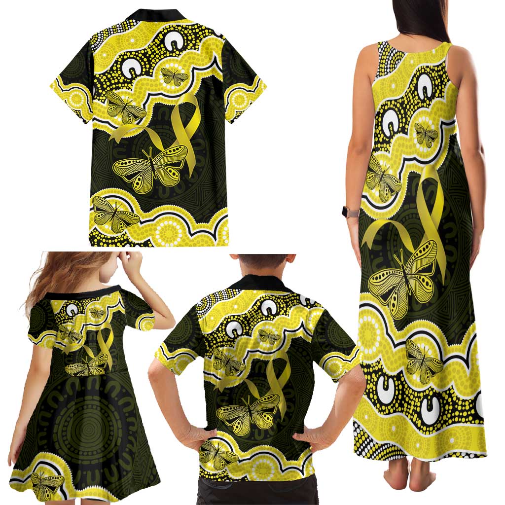 Yellow Ribbon Sarcoma Awareness Month Family Matching Tank Maxi Dress and Hawaiian Shirt Aboriginal Art - Aussie Hoodie