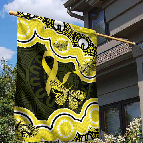 Yellow Ribbon Sarcoma Awareness Month Garden Flag Aboriginal Art - Aussie Hoodie