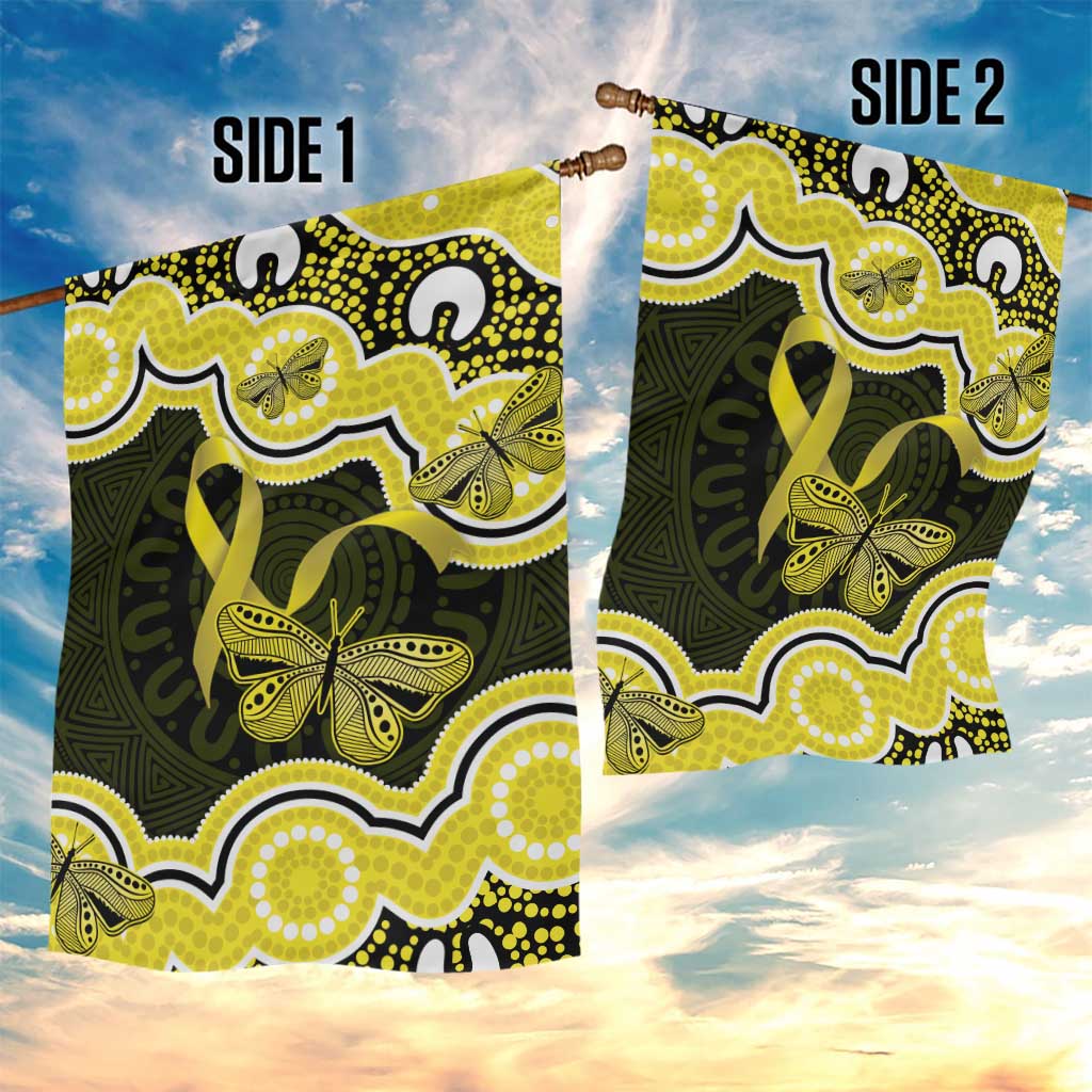 Yellow Ribbon Sarcoma Awareness Month Garden Flag Aboriginal Art - Aussie Hoodie