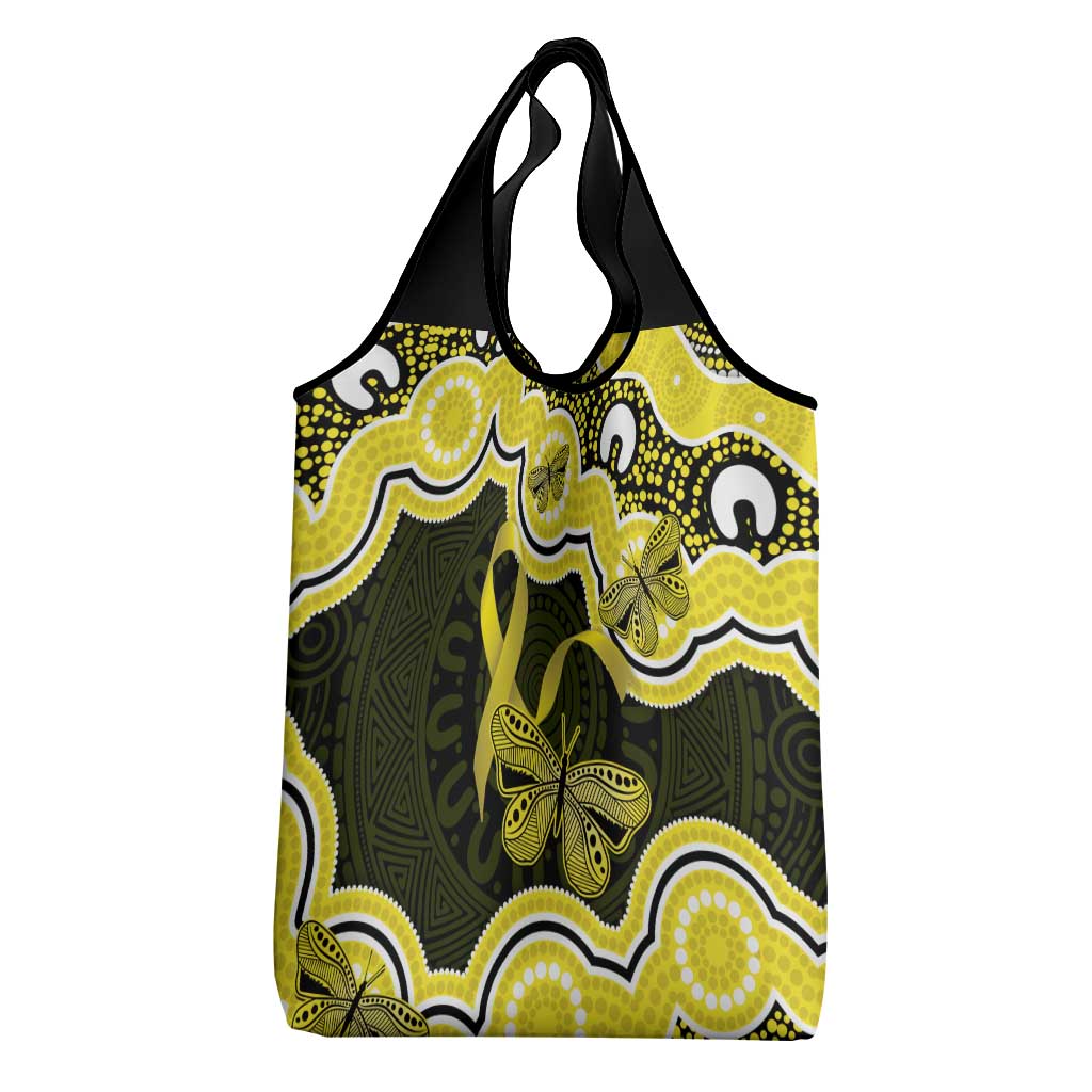 Yellow Ribbon Sarcoma Awareness Month Grocery Bag Aboriginal Art - Aussie Hoodie