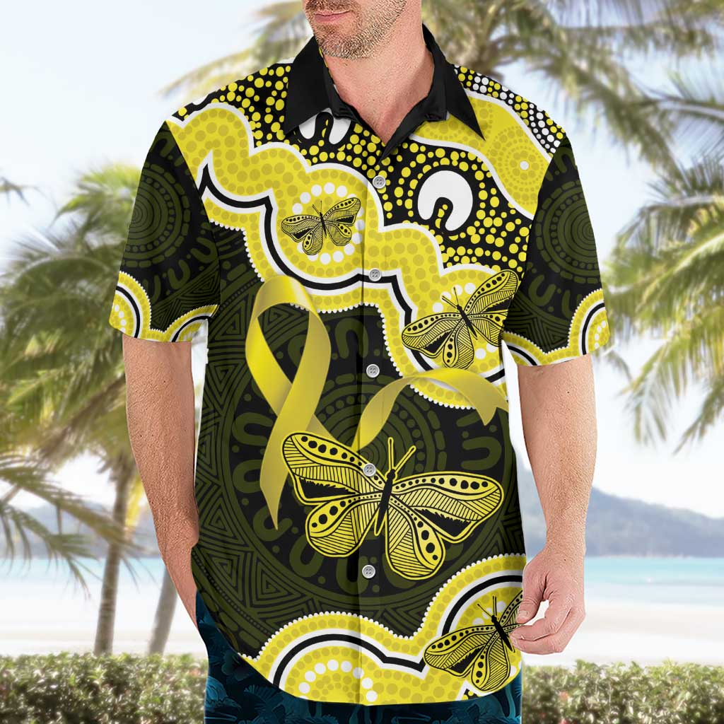 Yellow Ribbon Sarcoma Awareness Month Hawaiian Shirt Aboriginal Art - Aussie Hoodie