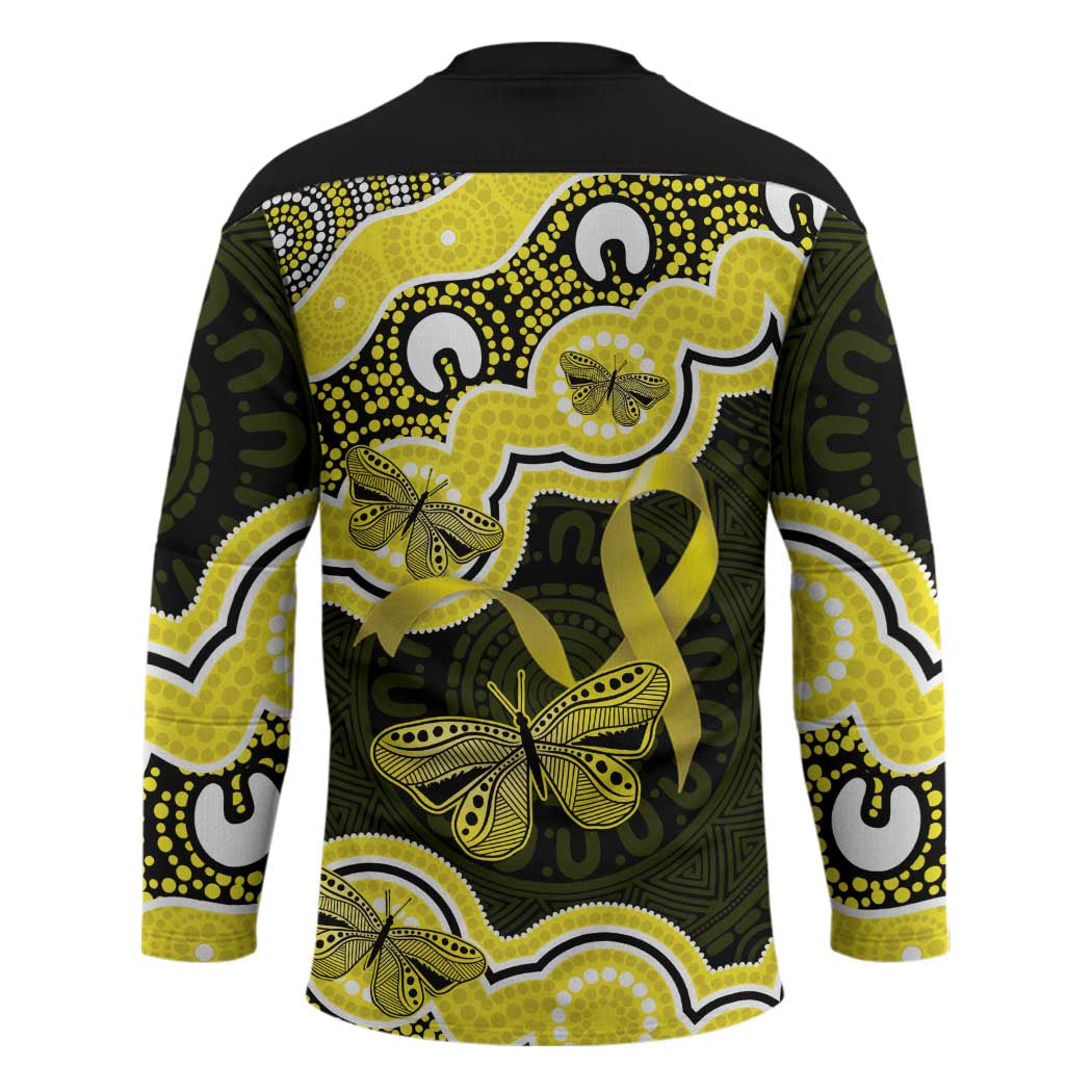 Yellow Ribbon Sarcoma Awareness Month Hockey Jersey Aboriginal Art - Aussie Hoodie