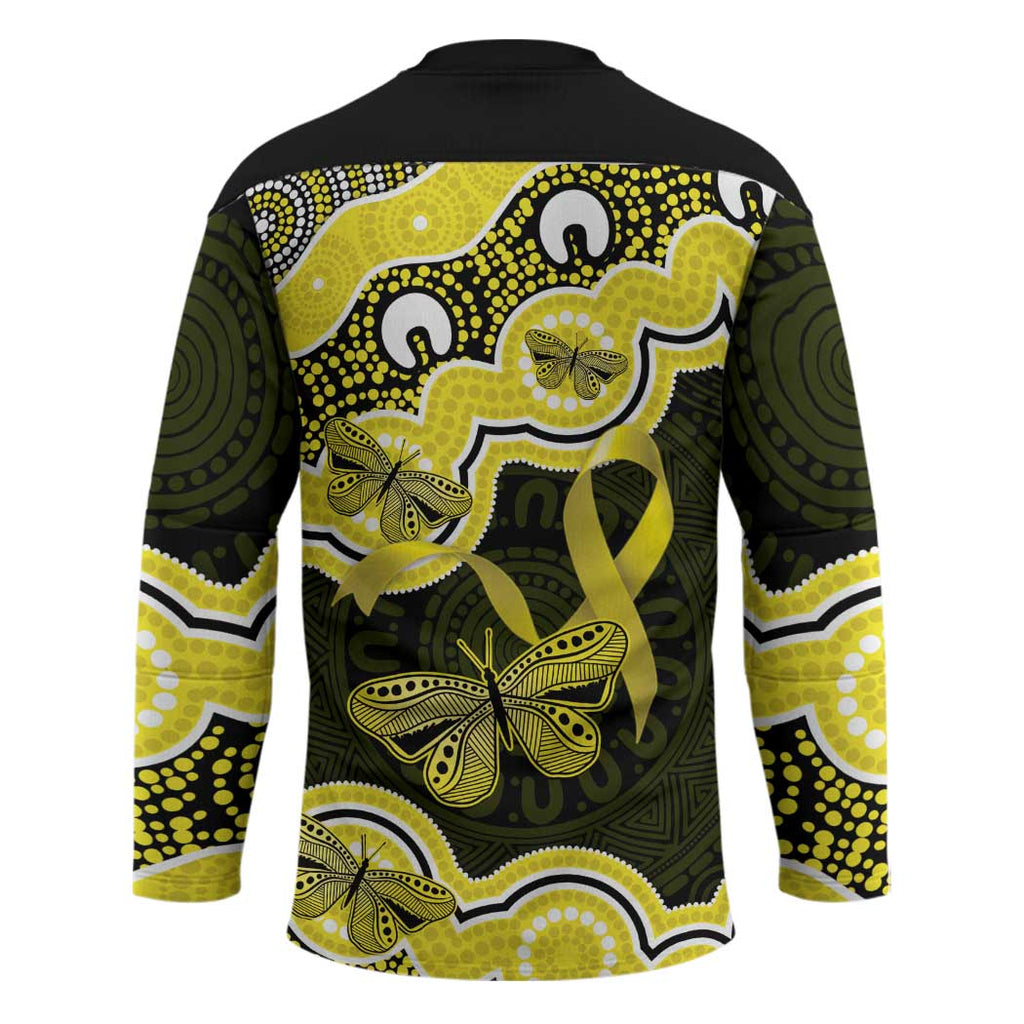 Yellow Ribbon Sarcoma Awareness Month Hockey Jersey Aboriginal Art - Aussie Hoodie