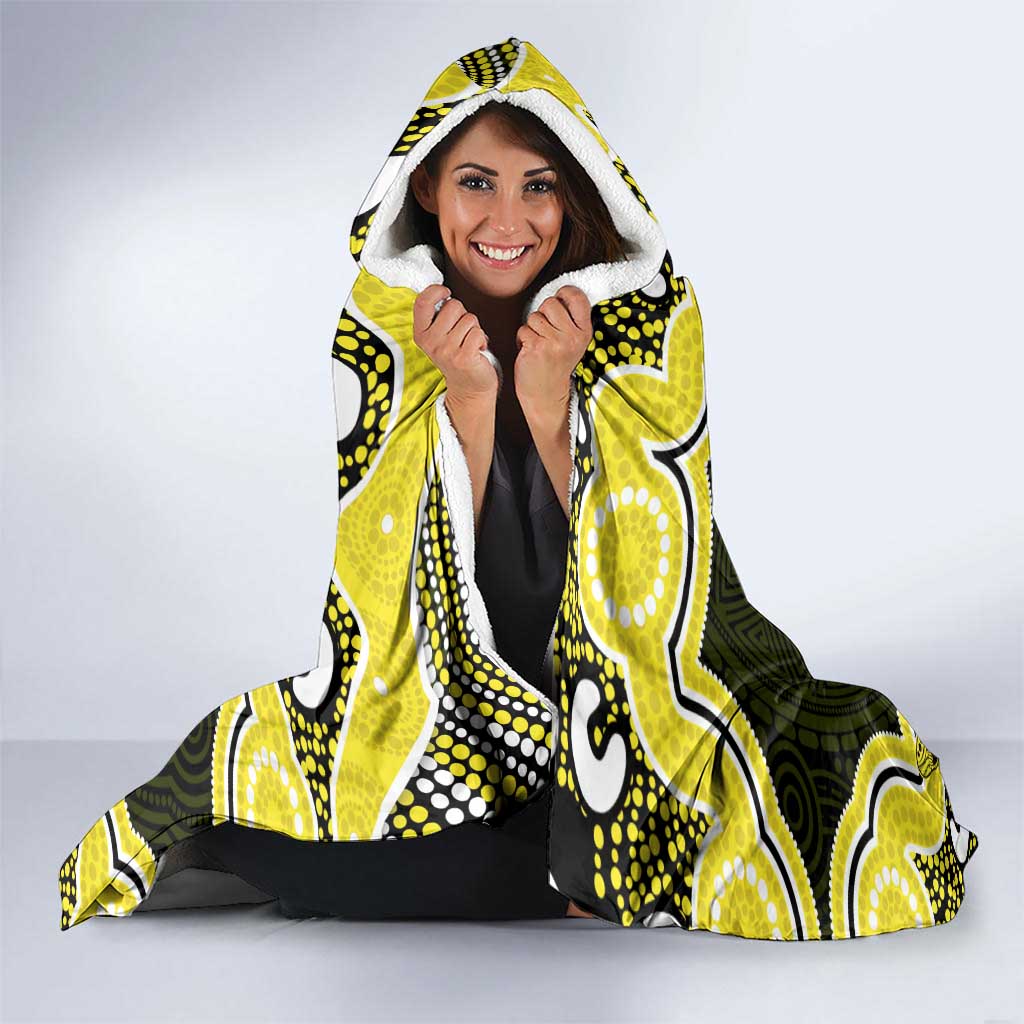 Yellow Ribbon Sarcoma Awareness Month Hooded Blanket Aboriginal Art - Aussie Hoodie