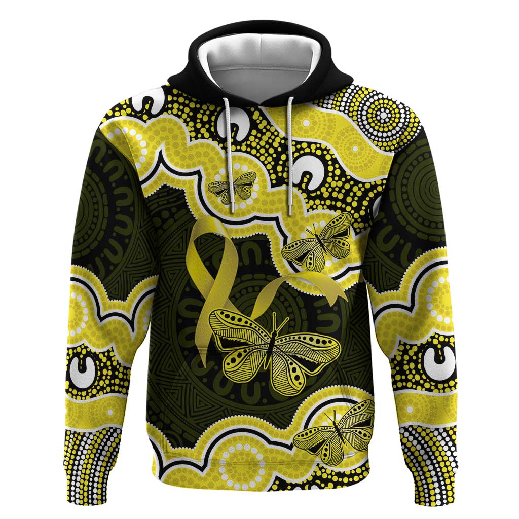 Yellow Ribbon Sarcoma Awareness Month Hoodie Aboriginal Art - Aussie Hoodie