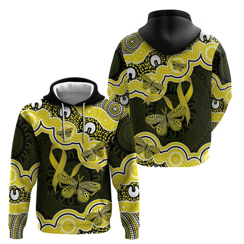 Yellow Ribbon Sarcoma Awareness Month Hoodie Aboriginal Art - Aussie Hoodie