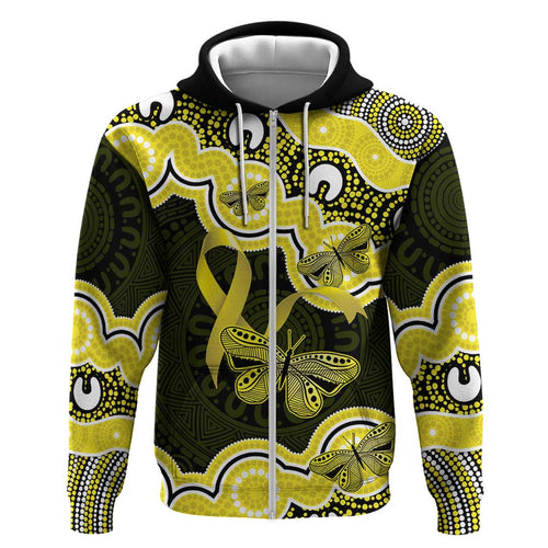 Yellow Ribbon Sarcoma Awareness Month Hoodie Aboriginal Art - Aussie Hoodie