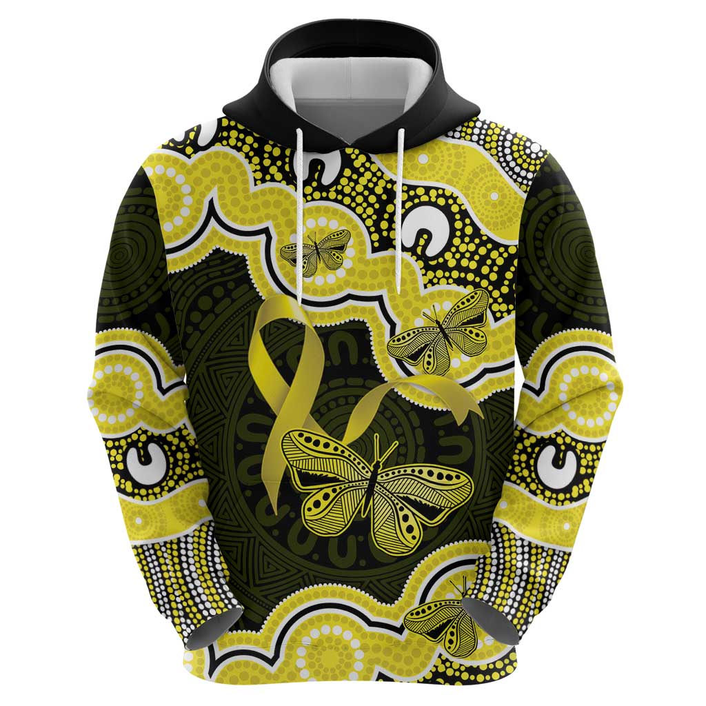 Yellow Ribbon Sarcoma Awareness Month Hoodie Aboriginal Art - Aussie Hoodie