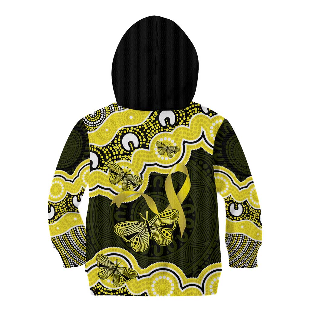 Yellow Ribbon Sarcoma Awareness Month Kid Hoodie Aboriginal Art - Aussie Hoodie