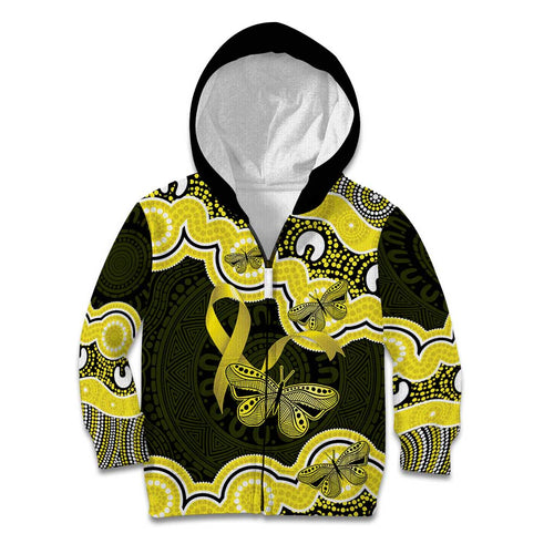 Yellow Ribbon Sarcoma Awareness Month Kid Hoodie Aboriginal Art - Aussie Hoodie