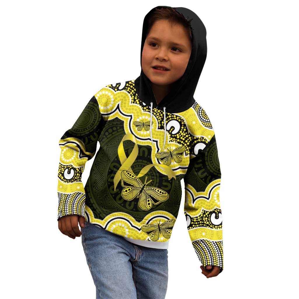 Yellow Ribbon Sarcoma Awareness Month Kid Hoodie Aboriginal Art - Aussie Hoodie