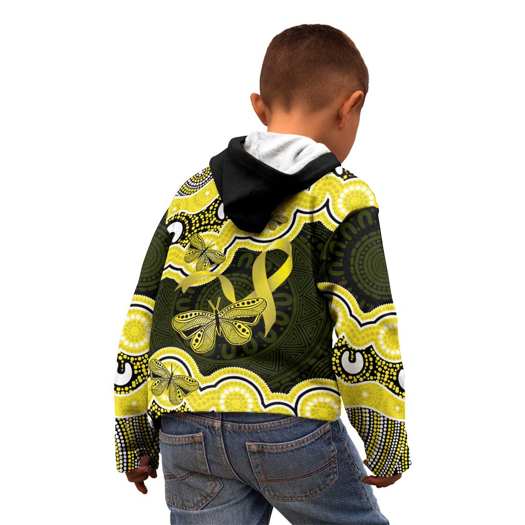 Yellow Ribbon Sarcoma Awareness Month Kid Hoodie Aboriginal Art - Aussie Hoodie