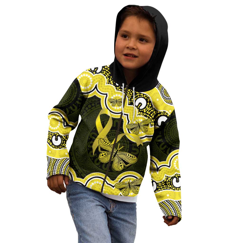 Yellow Ribbon Sarcoma Awareness Month Kid Hoodie Aboriginal Art - Aussie Hoodie
