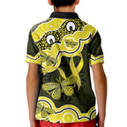 Yellow Ribbon Sarcoma Awareness Month Kid Polo Shirt Aboriginal Art - Aussie Hoodie