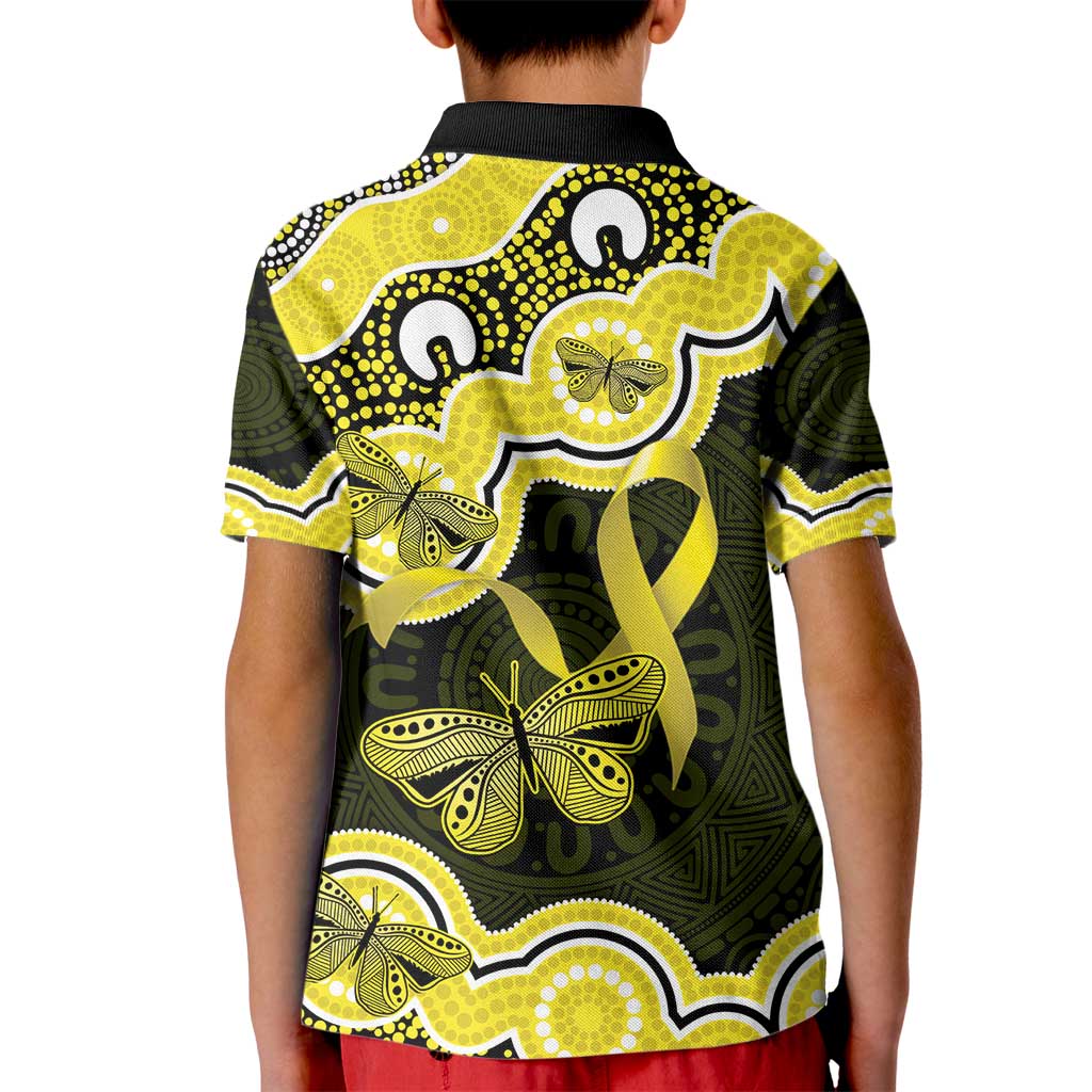 Yellow Ribbon Sarcoma Awareness Month Kid Polo Shirt Aboriginal Art - Aussie Hoodie