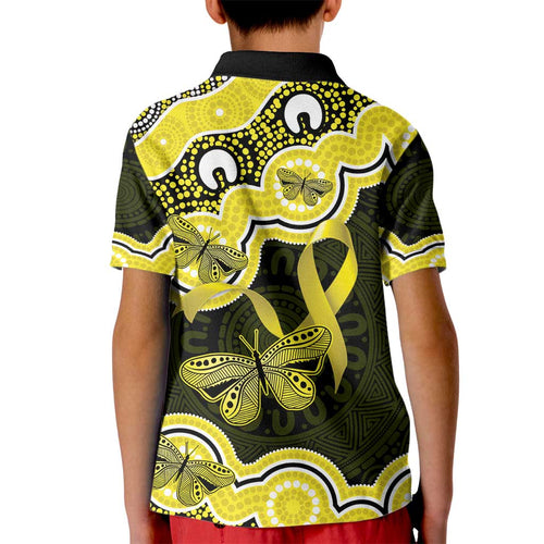Yellow Ribbon Sarcoma Awareness Month Kid Polo Shirt Aboriginal Art - Aussie Hoodie