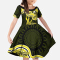 Yellow Ribbon Sarcoma Awareness Month Kid Short Sleeve Dress Aboriginal Art - Aussie Hoodie