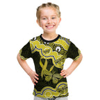 Yellow Ribbon Sarcoma Awareness Month Kid T Shirt Aboriginal Art - Aussie Hoodie