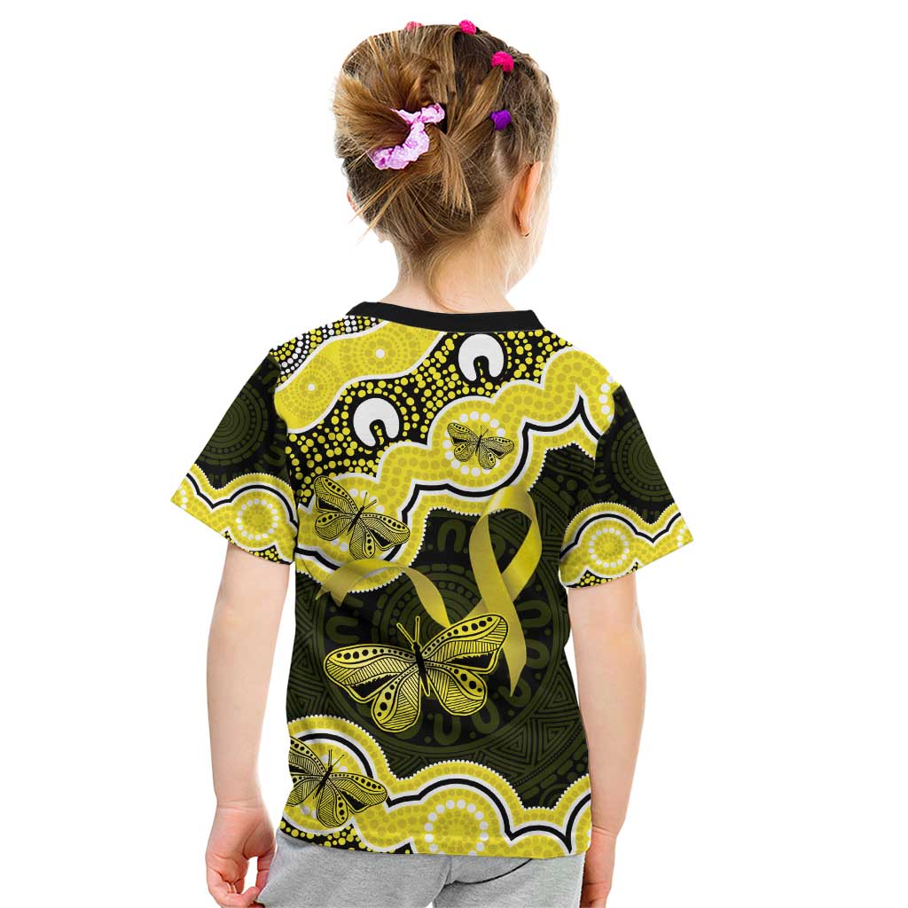 Yellow Ribbon Sarcoma Awareness Month Kid T Shirt Aboriginal Art - Aussie Hoodie