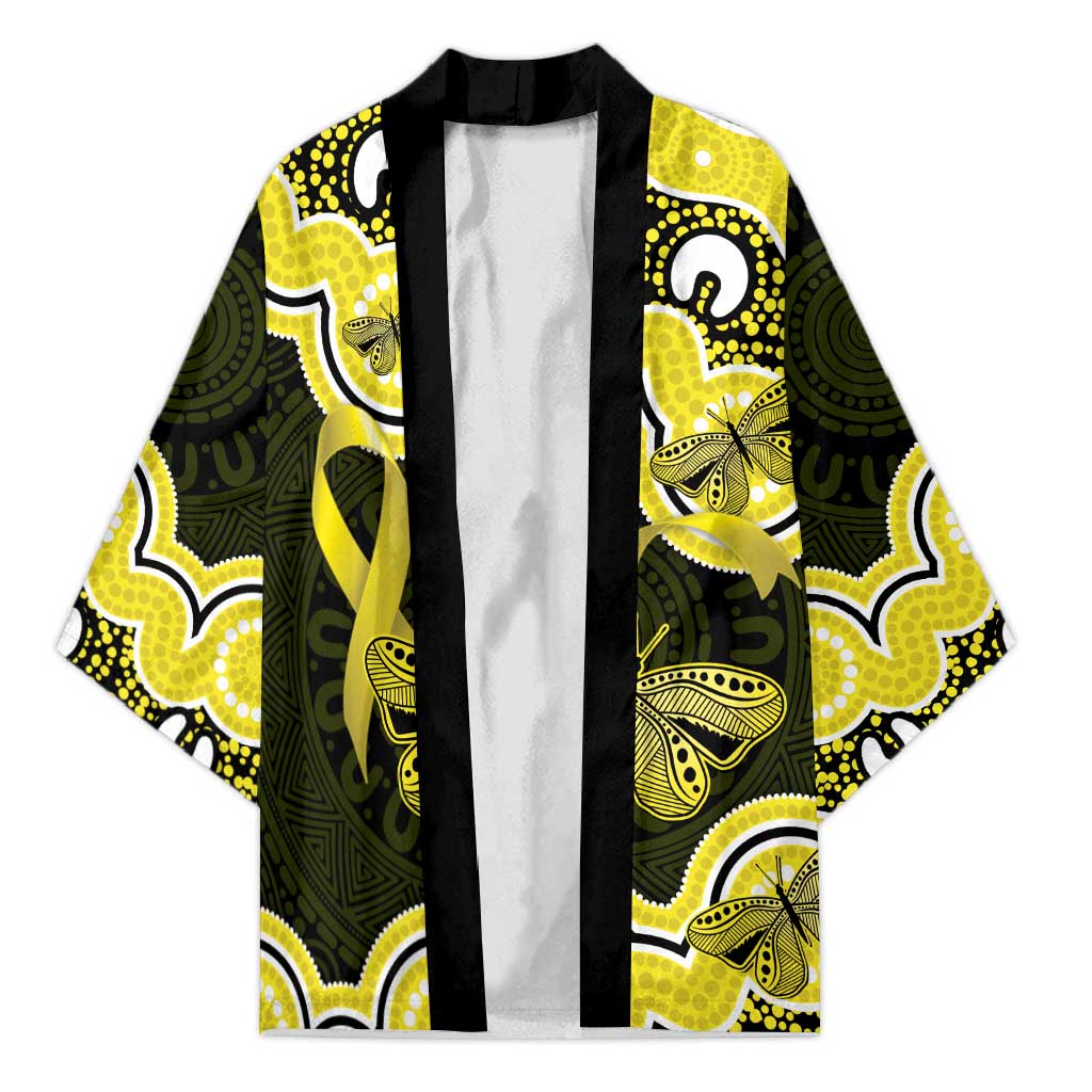 Yellow Ribbon Sarcoma Awareness Month Kimono Aboriginal Art - Aussie Hoodie