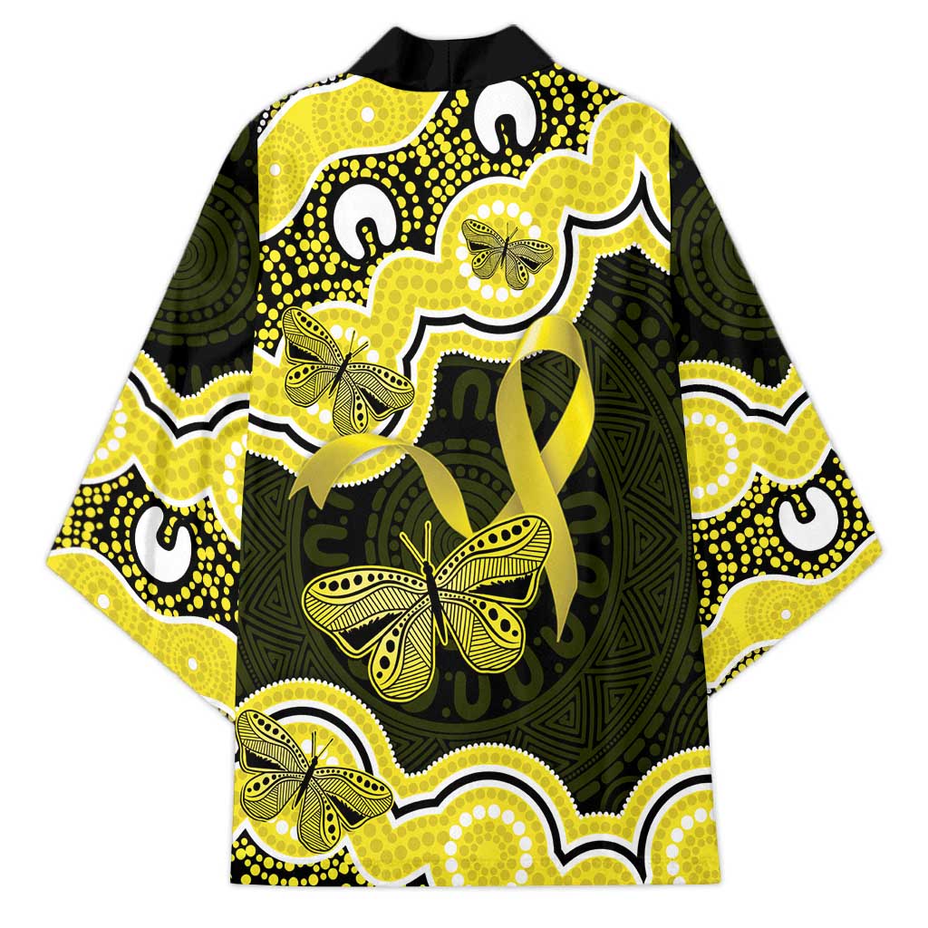 Yellow Ribbon Sarcoma Awareness Month Kimono Aboriginal Art - Aussie Hoodie