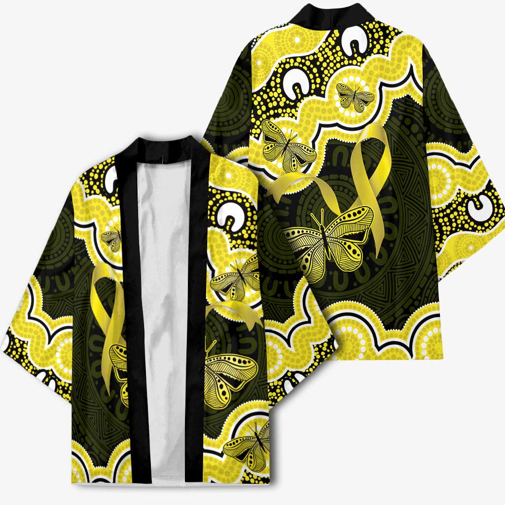Yellow Ribbon Sarcoma Awareness Month Kimono Aboriginal Art - Aussie Hoodie