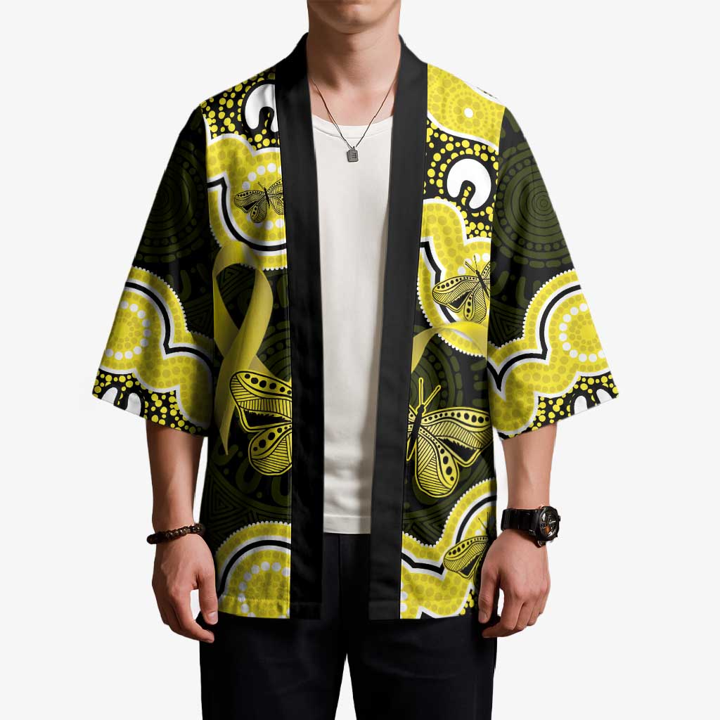 Yellow Ribbon Sarcoma Awareness Month Kimono Aboriginal Art - Aussie Hoodie