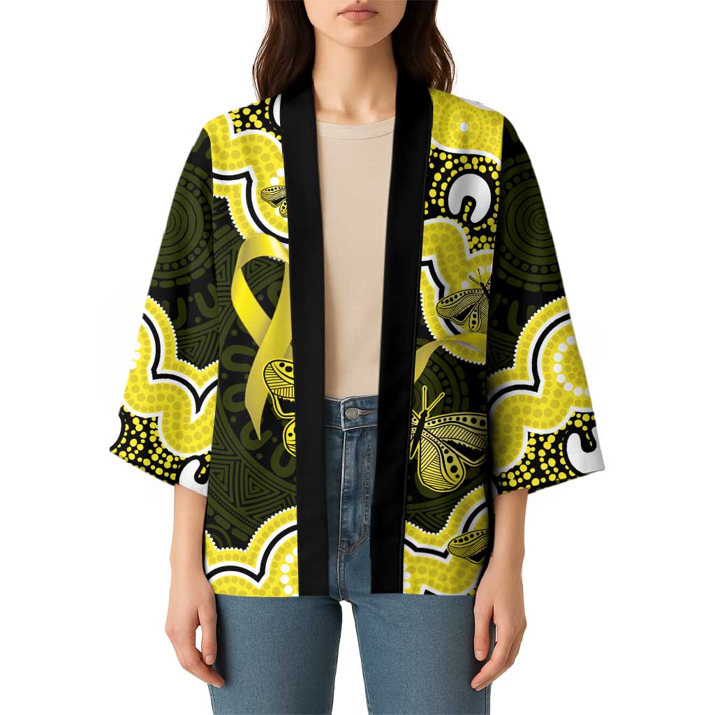Yellow Ribbon Sarcoma Awareness Month Kimono Aboriginal Art - Aussie Hoodie