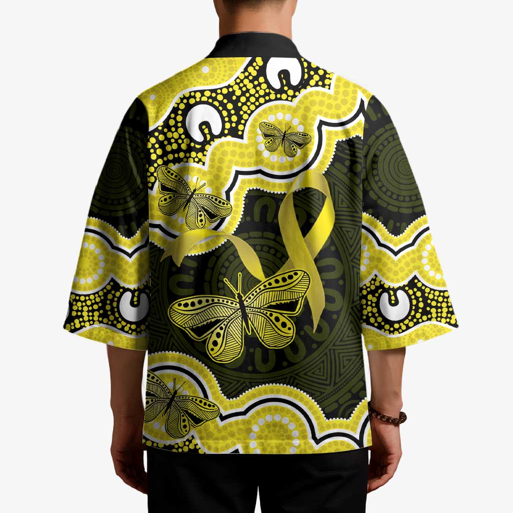 Yellow Ribbon Sarcoma Awareness Month Kimono Aboriginal Art - Aussie Hoodie