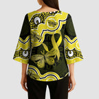 Yellow Ribbon Sarcoma Awareness Month Kimono Sleeve Blouse Aboriginal Art - Aussie Hoodie