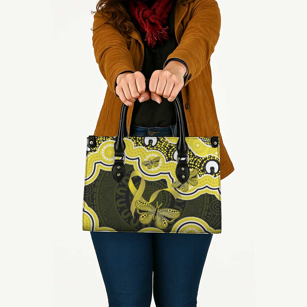 Yellow Ribbon Sarcoma Awareness Month Leather Bag Aboriginal Art - Aussie Hoodie