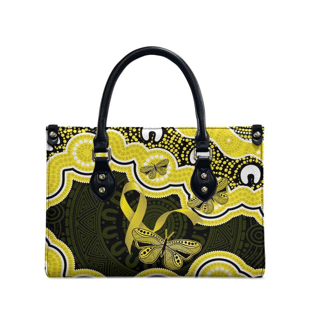 Yellow Ribbon Sarcoma Awareness Month Leather Bag Aboriginal Art - Aussie Hoodie