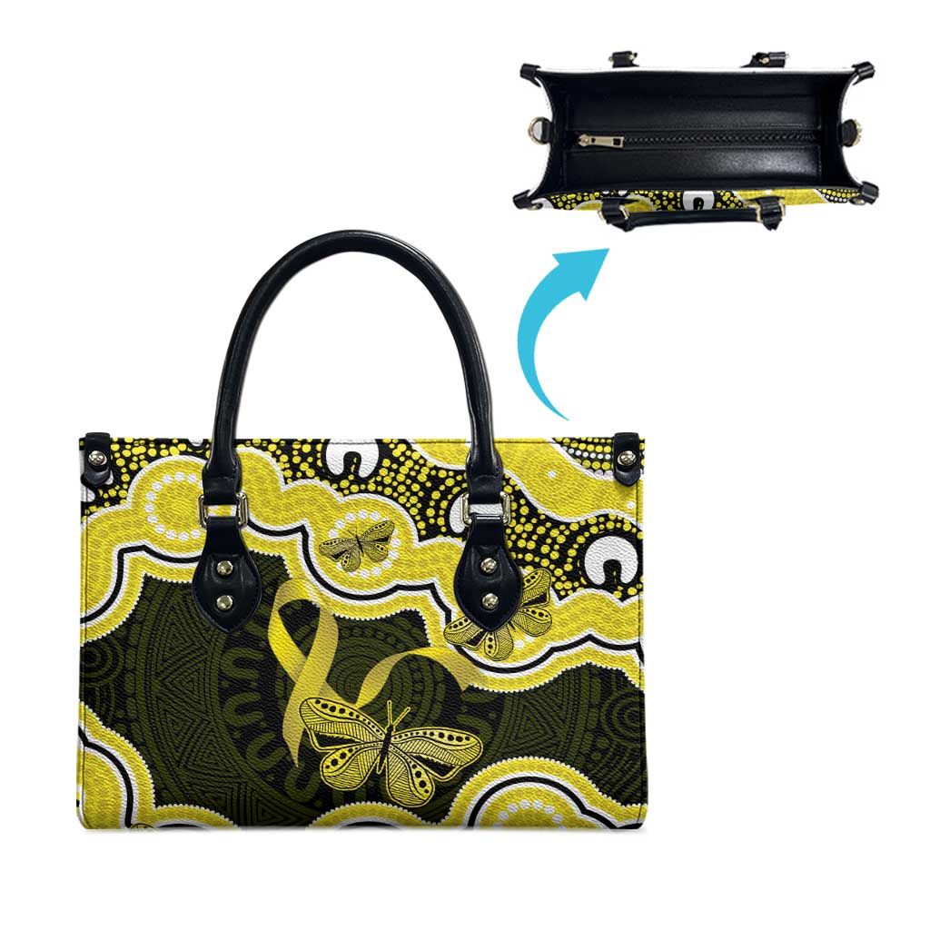 Yellow Ribbon Sarcoma Awareness Month Leather Bag Aboriginal Art - Aussie Hoodie