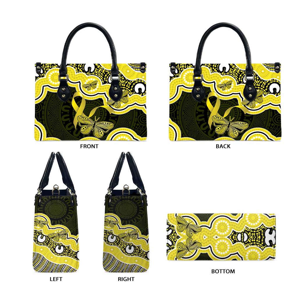 Yellow Ribbon Sarcoma Awareness Month Leather Bag Aboriginal Art - Aussie Hoodie