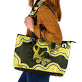 Yellow Ribbon Sarcoma Awareness Month Leather Tote Bag Aboriginal Art - Aussie Hoodie