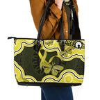 Yellow Ribbon Sarcoma Awareness Month Leather Tote Bag Aboriginal Art - Aussie Hoodie